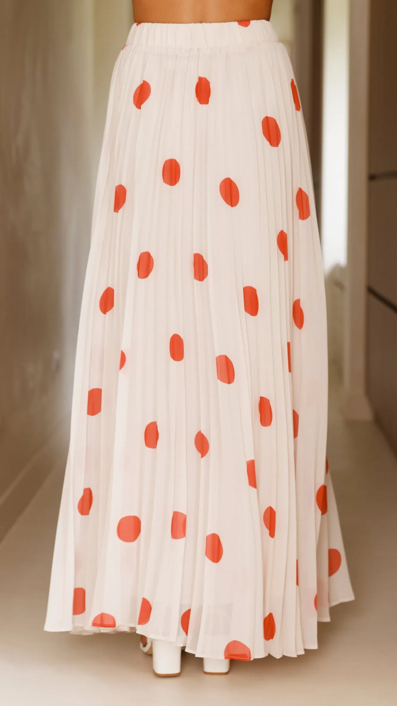 Cambree Peplum Top and Maxi Skirt Set - Beige / Red Polka Dot sold by Billy J product image thumbnail 4