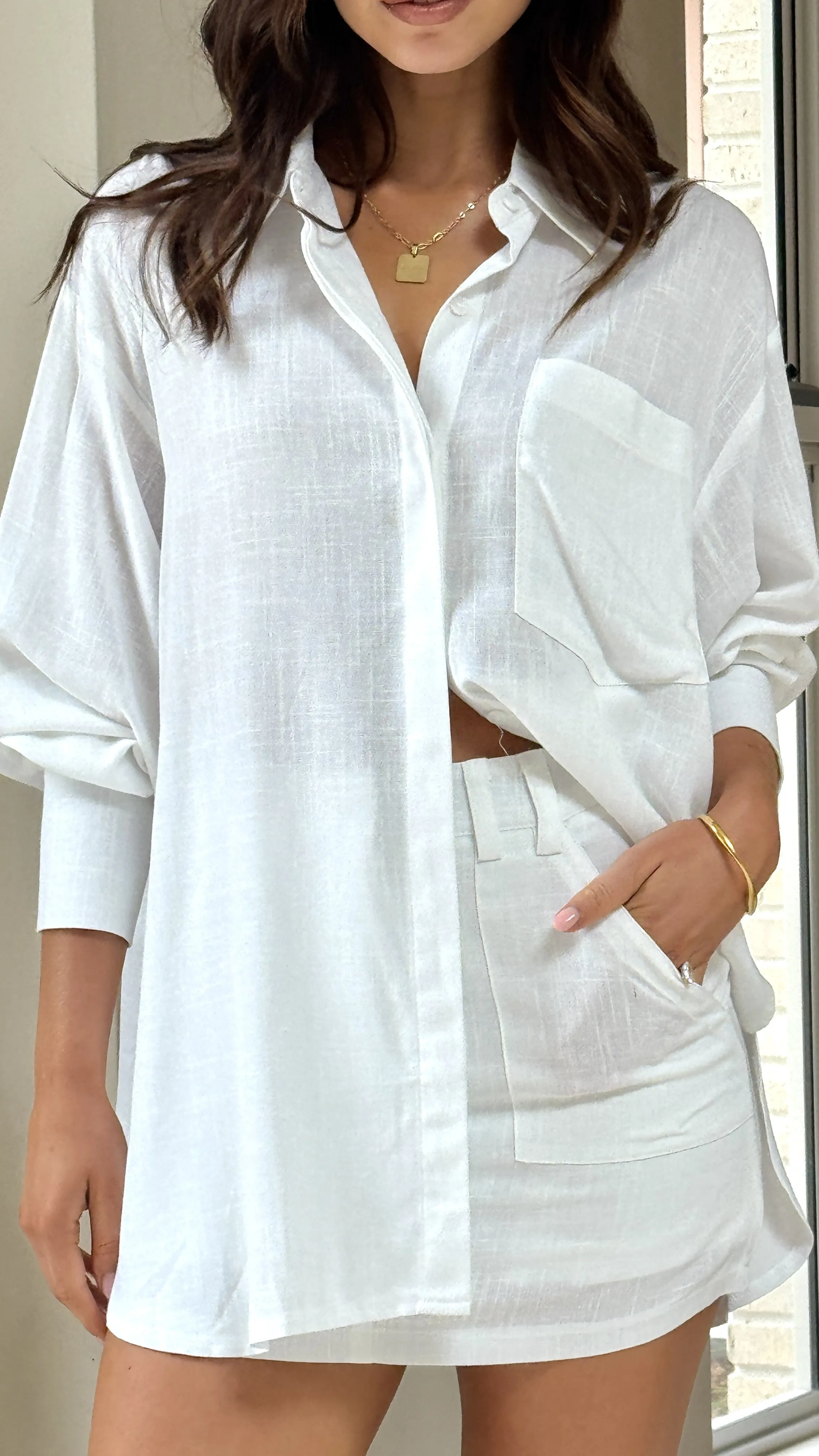Charla Button Up Top - White sold by Billy J product image thumbnail 4