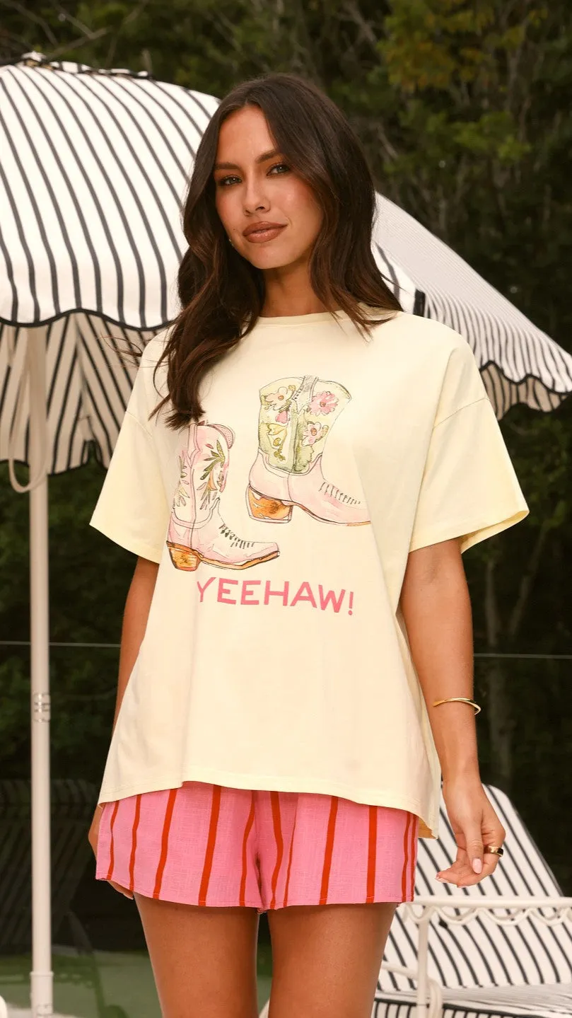Yeehaw Top and Shorts Set - Yellow/Pink sold by Billy J