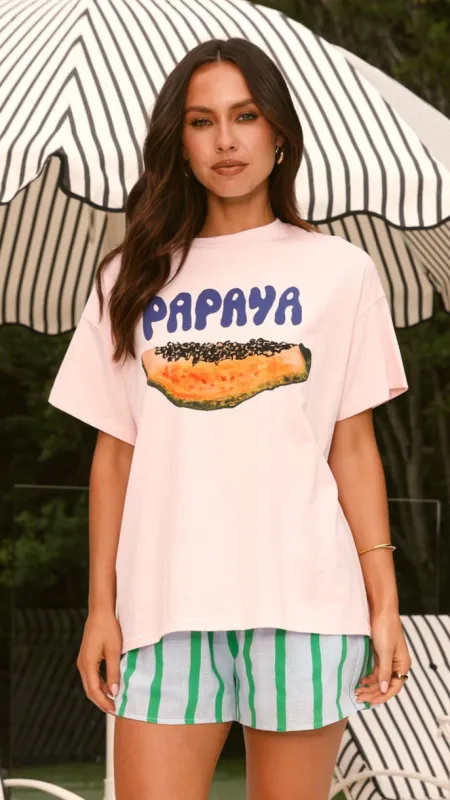 Sliced Papaya Top and Shorts Set - Pink/Blue sold by Billy J