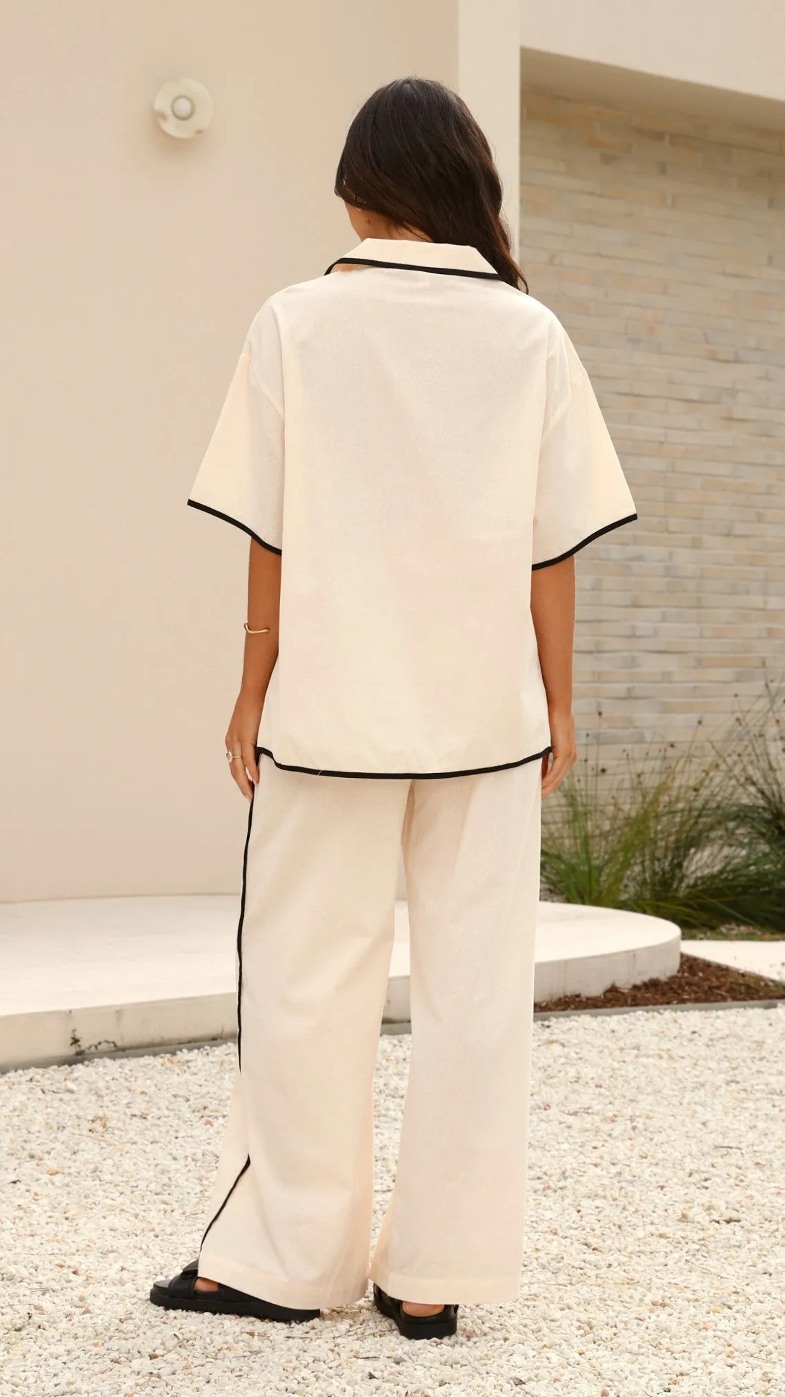 Basima Tie Shirt - Beige / Black sold by Billy J product image thumbnail 2