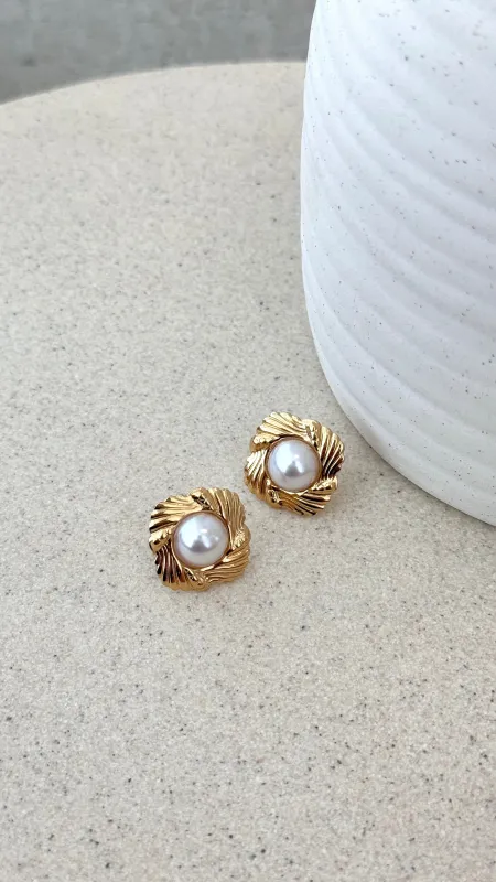 Yasmine 14K Gold Earrings - Gold / Pearl sold by Billy J