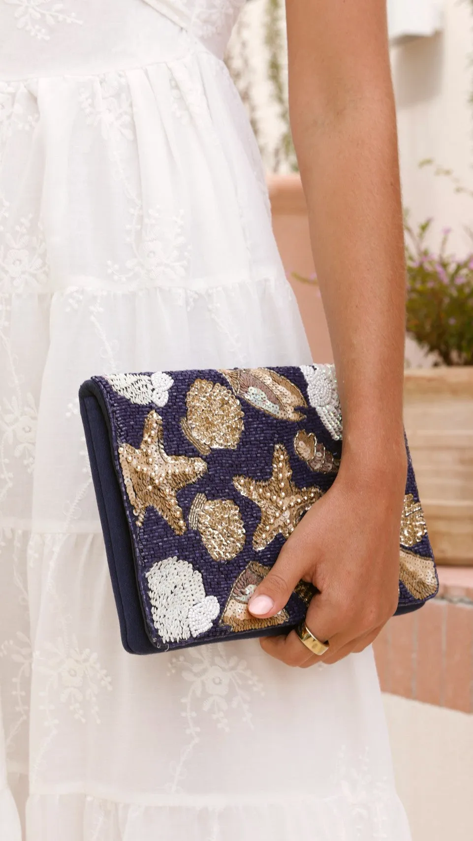Miranda Seashells Sequined Clutch - Navy / Gold sold by Billy J product image thumbnail 2
