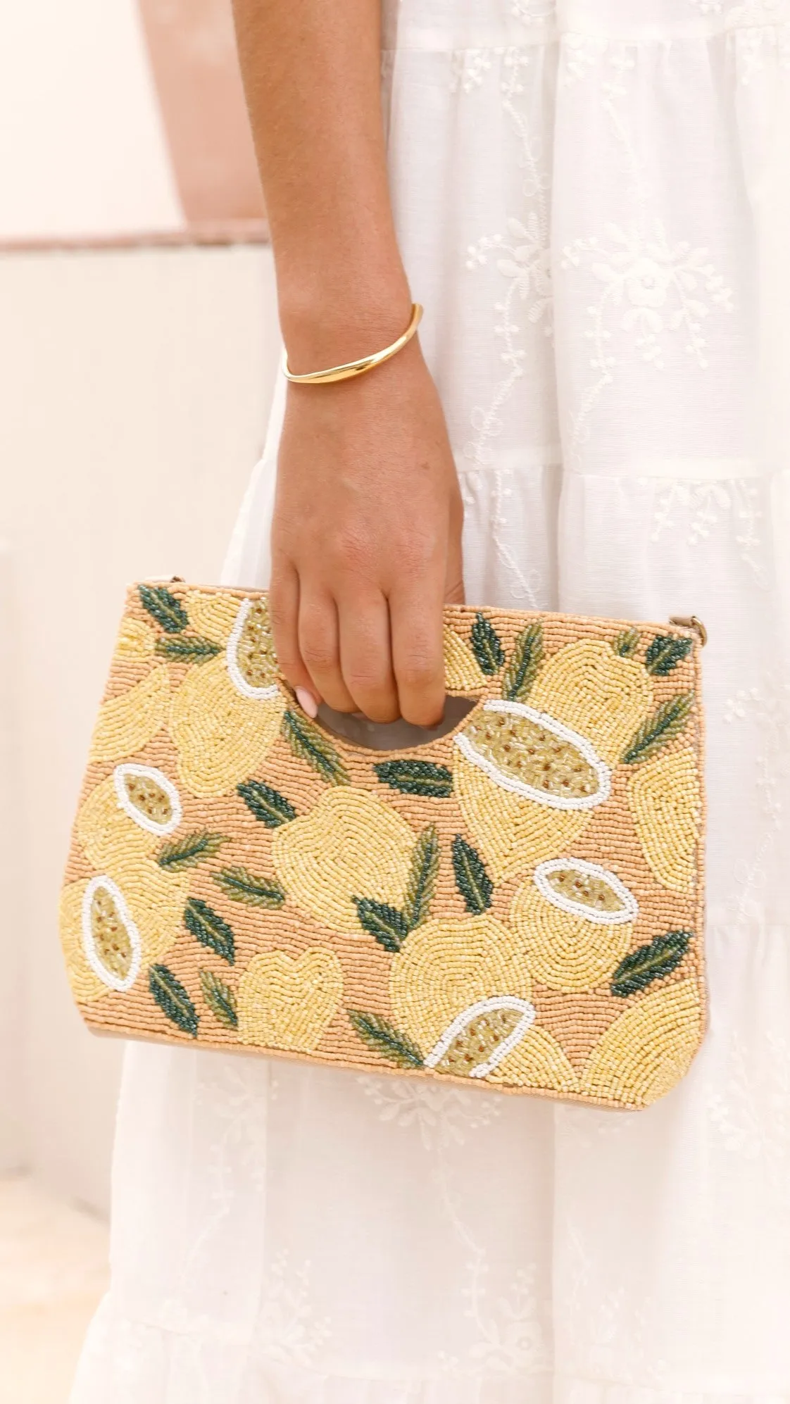 Lucielle Lemon Beaded Clutch - Yellow / Camel sold by Billy J product image thumbnail 3
