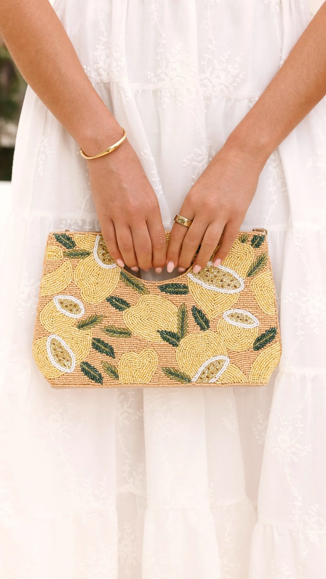 Lucielle Lemon Beaded Clutch - Yellow / Camel sold by Billy J product image thumbnail 2