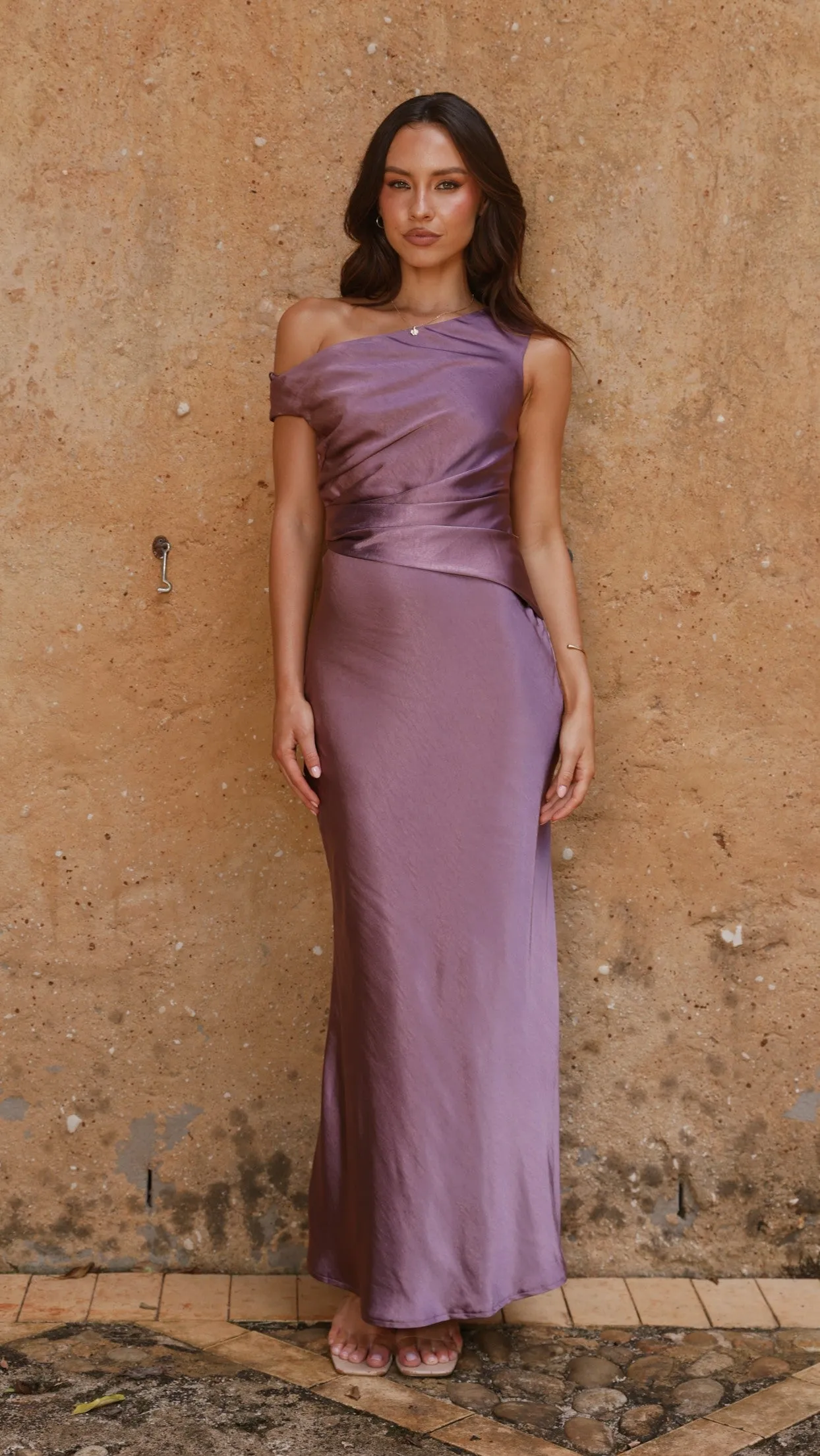 Auria Off Shoulder Maxi Dress - Plum sold by Billy J