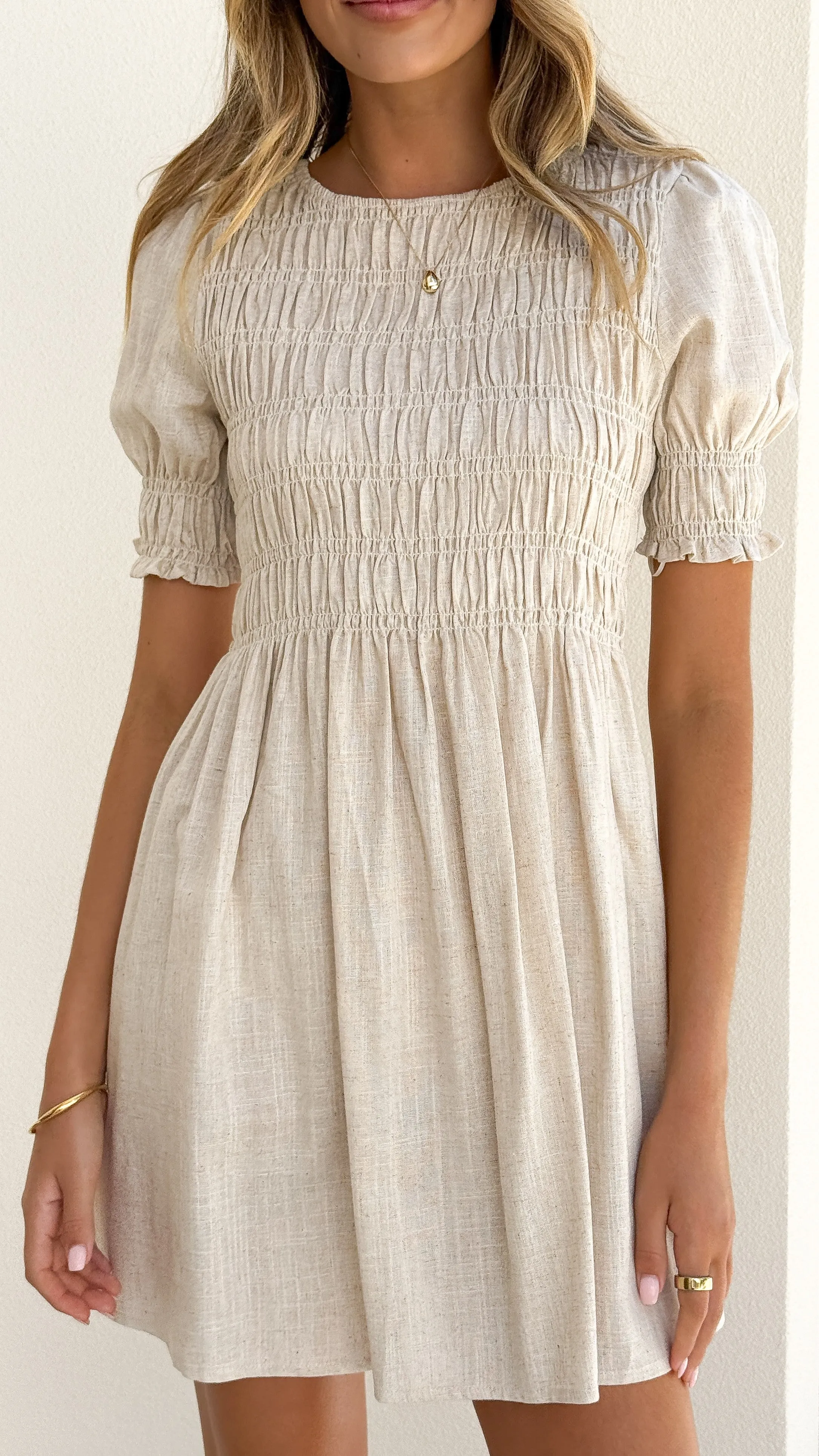 Yana Mini Dress - Beige sold by Billy J product image thumbnail 5