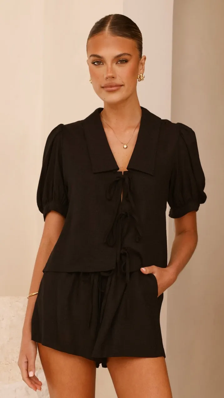 Maribel Tie Front Shirt - Black sold by Billy J product image thumbnail 2