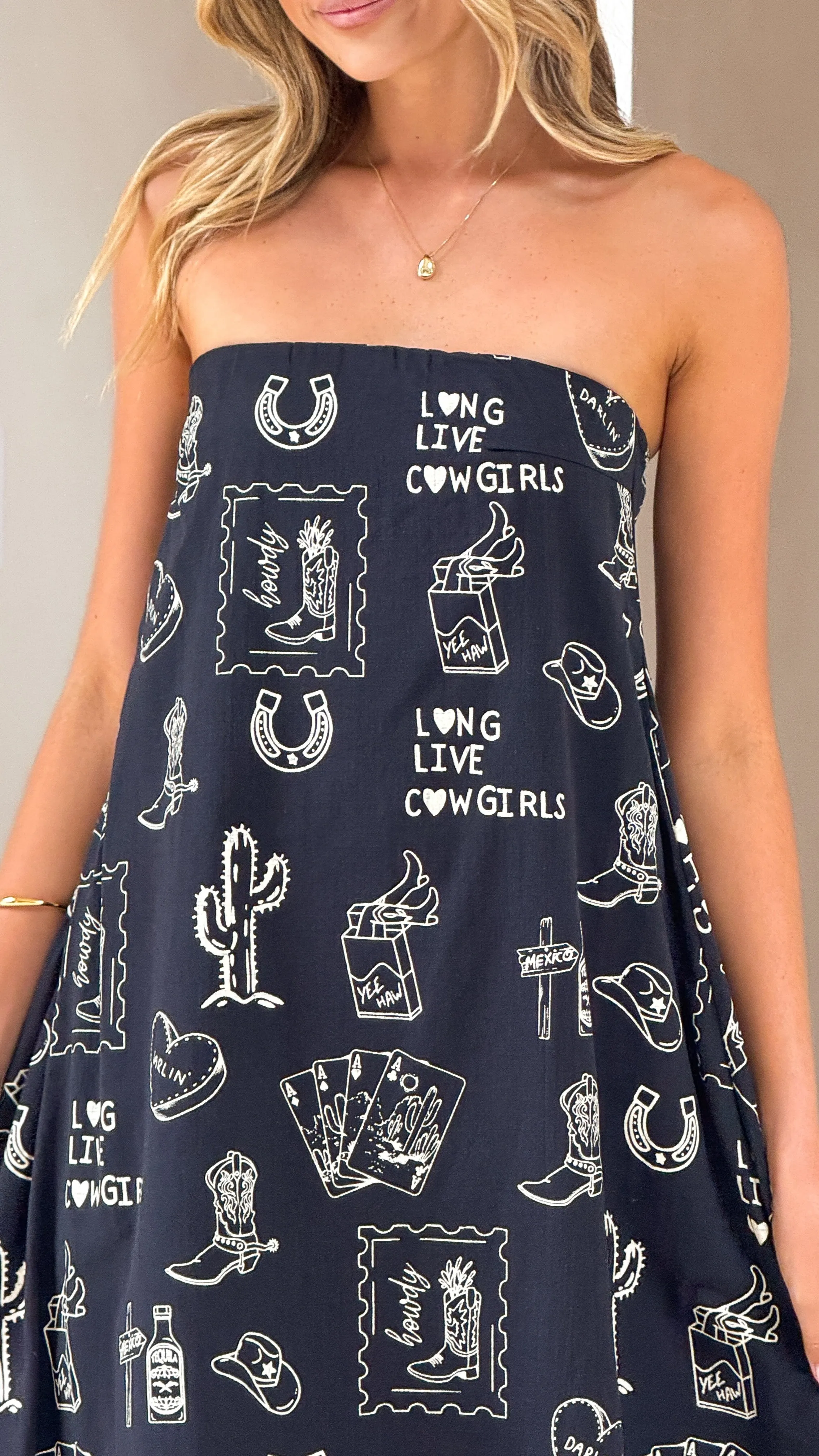 Connie Maxi Dress - Black/Beige Cowgirl sold by Billy J product image thumbnail 3