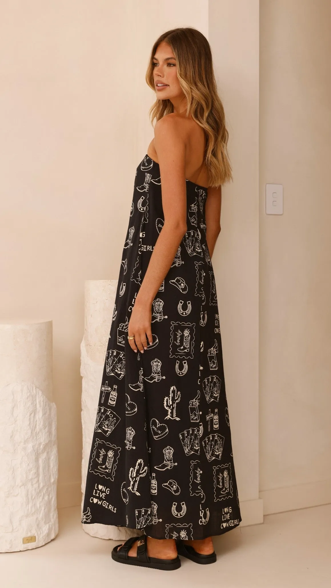 Connie Maxi Dress - Black/Beige Cowgirl sold by Billy J product image thumbnail 2