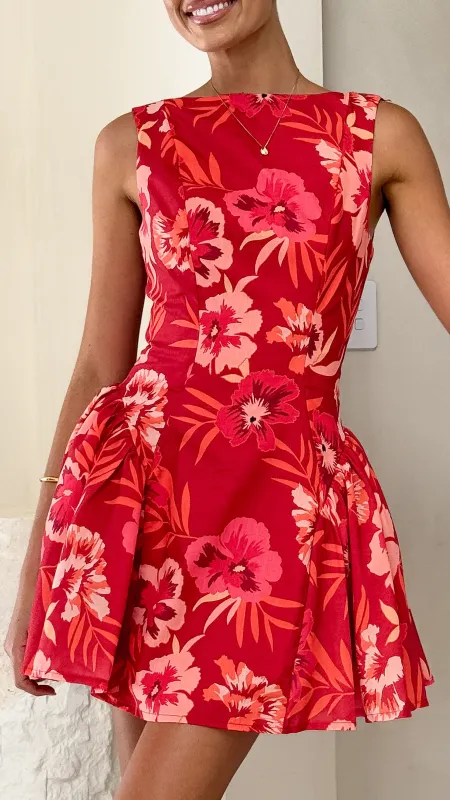 Canika Mini Dress - Red Floral sold by Billy J
