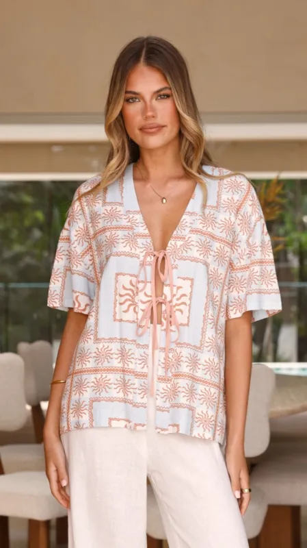 Leena Tie Top - Flores Print sold by Billy J