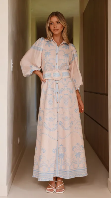 Xander Long Sleeve Maxi Dress - Blue sold by Billy J