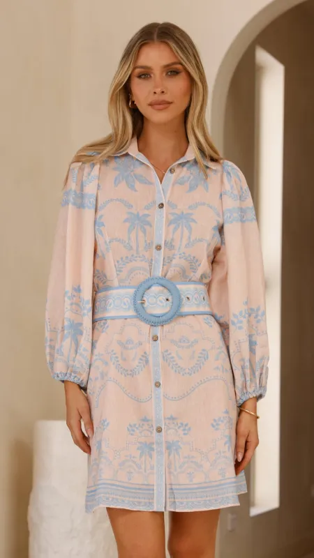 Xander Long Sleeve Mini Dress - Blue sold by Billy J