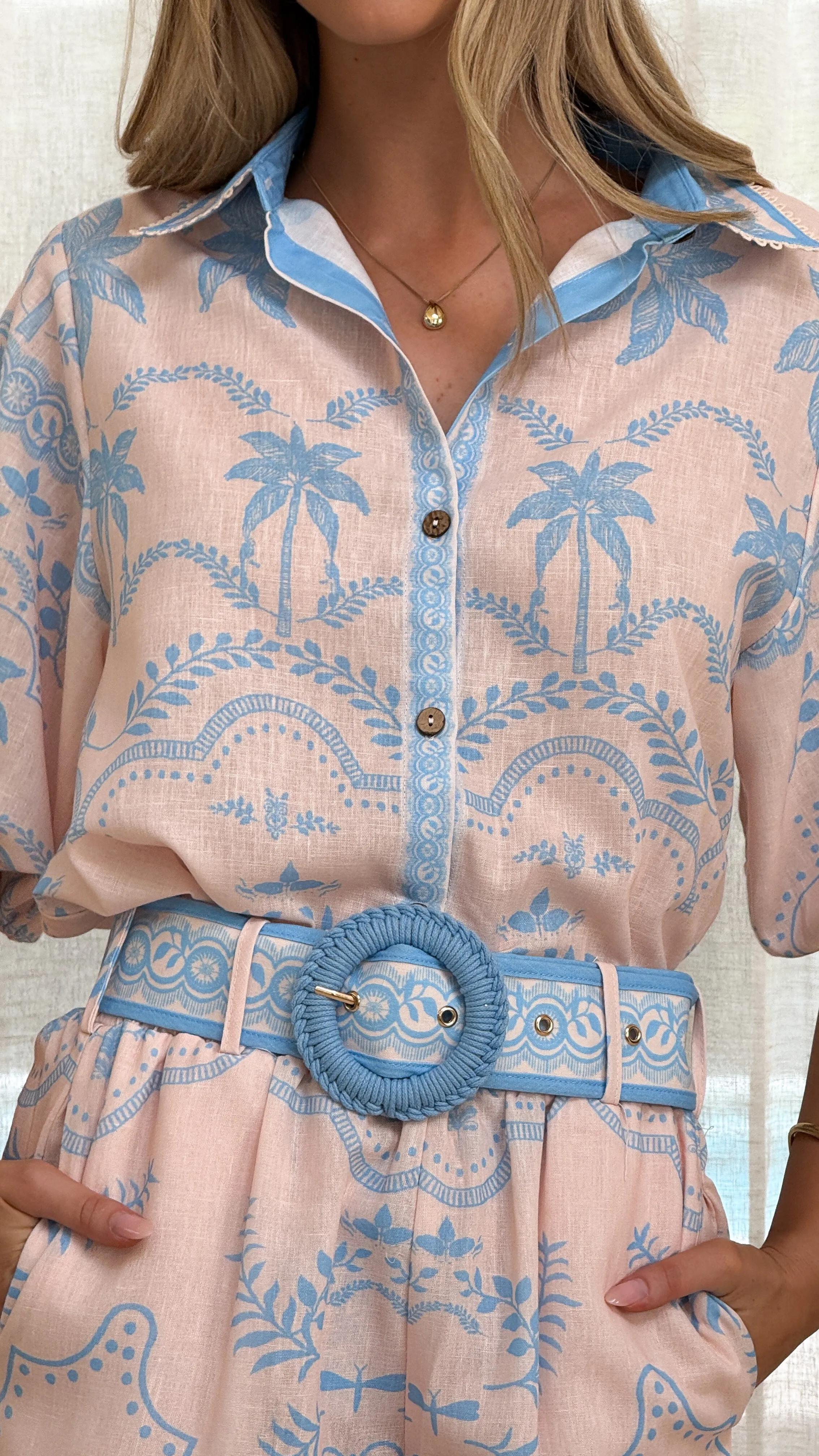 Xander 3/4 Sleeve Button Down Shirt - Blue sold by Billy J product image thumbnail 5