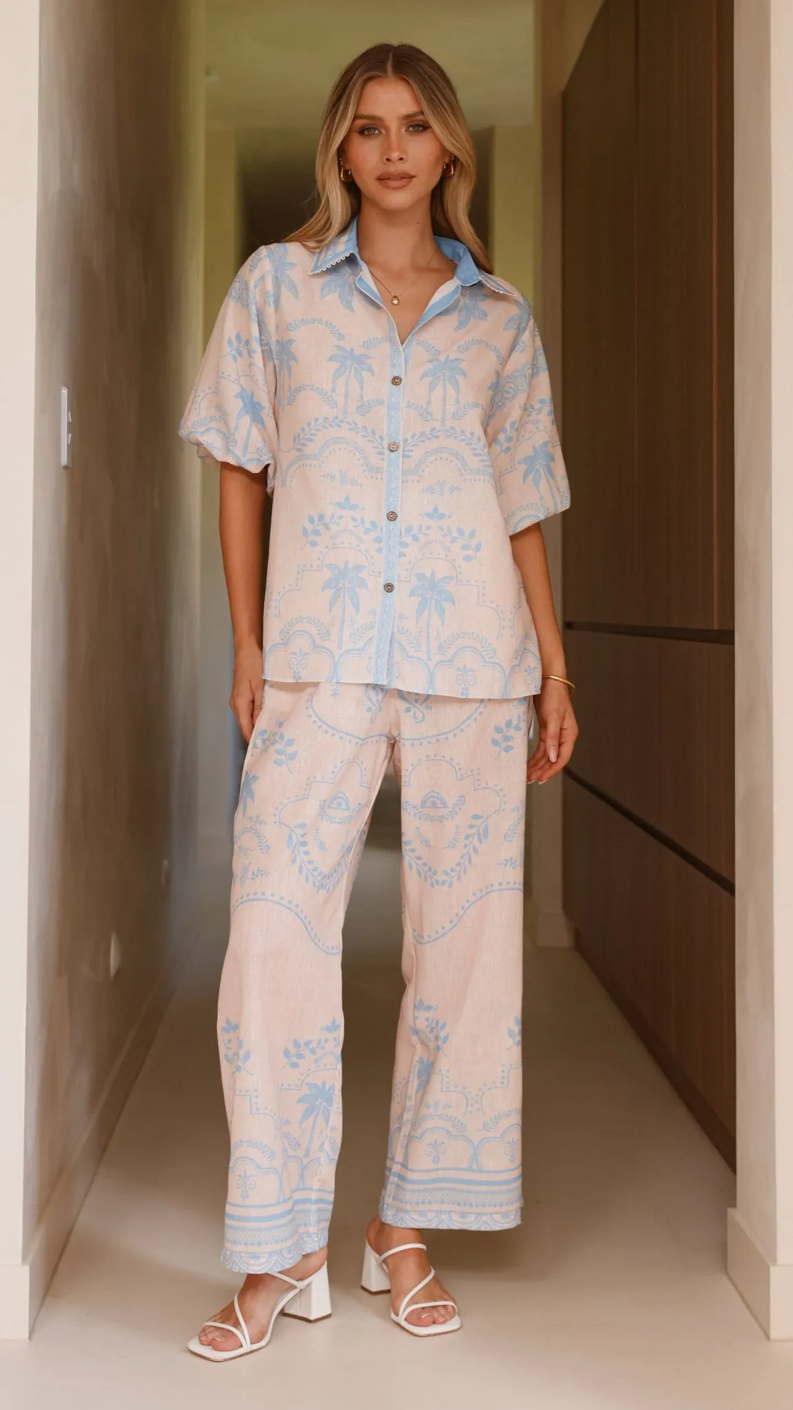 Xander 3/4 Sleeve Button Down Shirt - Blue sold by Billy J product image thumbnail 3