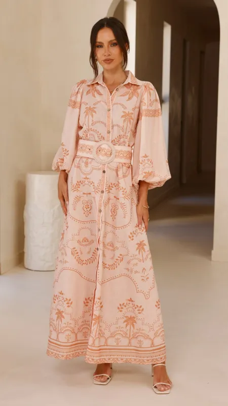 Xander Long Sleeve Maxi Dress - Natural sold by Billy J