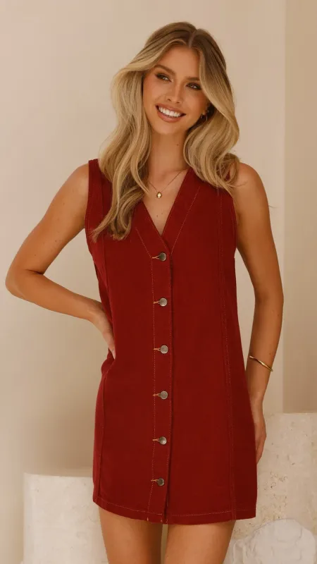 Sacha Denim Mini Dress - Red sold by Billy J