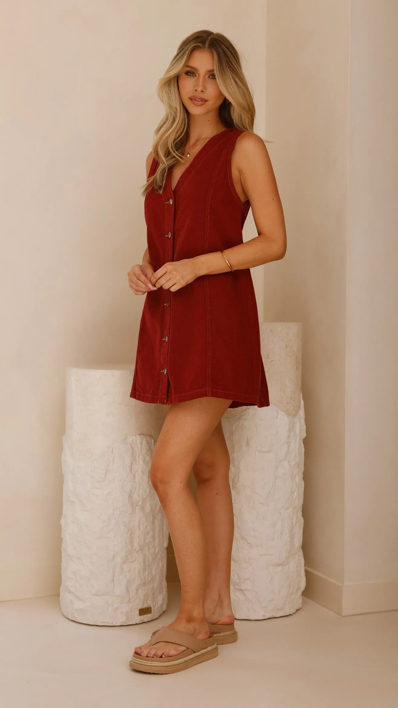 Sacha Denim Mini Dress - Red sold by Billy J product image thumbnail 3