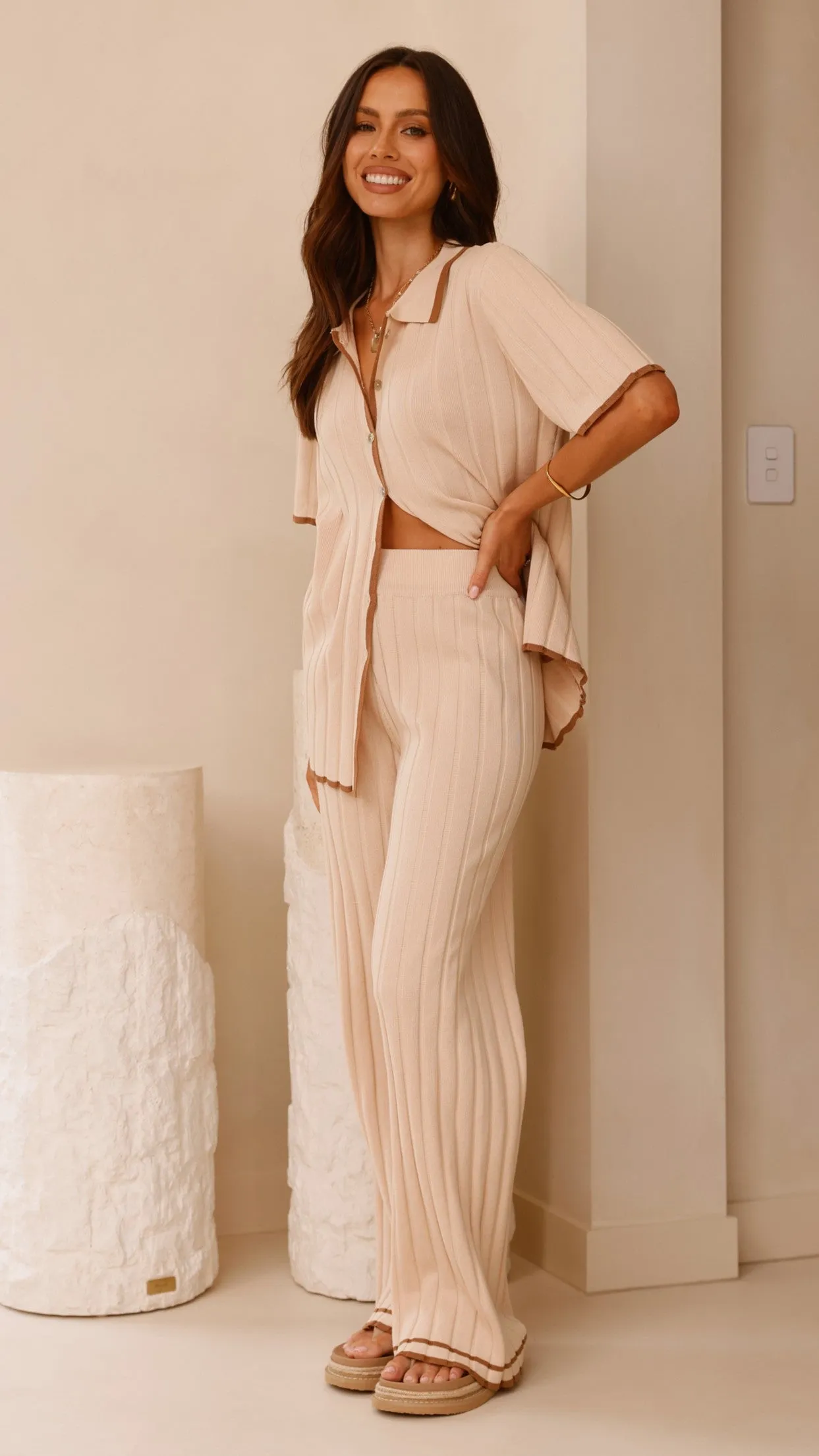 Shaylie Wide Leg Pants - Beige sold by Billy J product image thumbnail 5