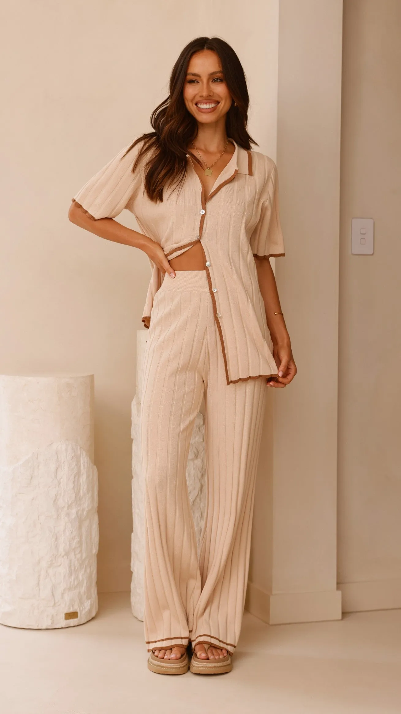 Shaylie Wide Leg Pants - Beige sold by Billy J product image thumbnail 3
