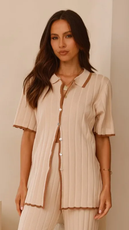Shaylie Button Up Shirt - Beige sold by Billy J