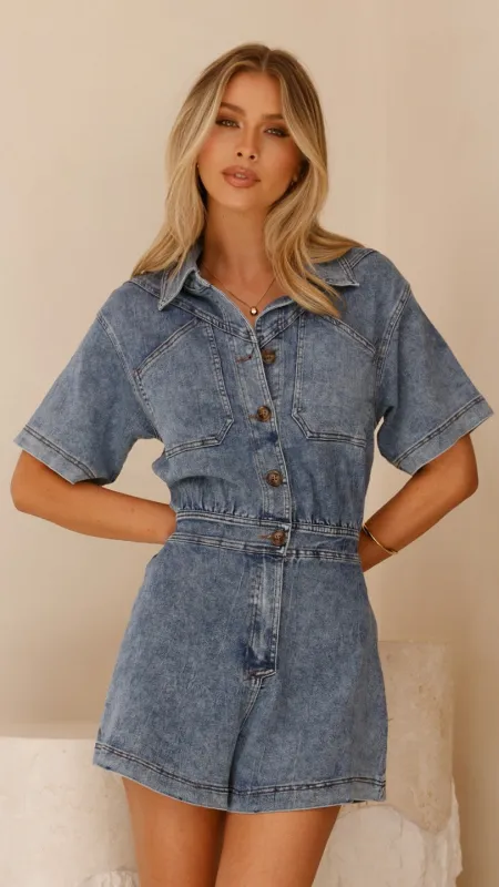 Nella Playsuit - Blue Denim sold by Billy J