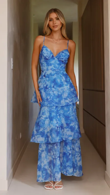 Kelli Maxi Dress - Blue Floral sold by Billy J