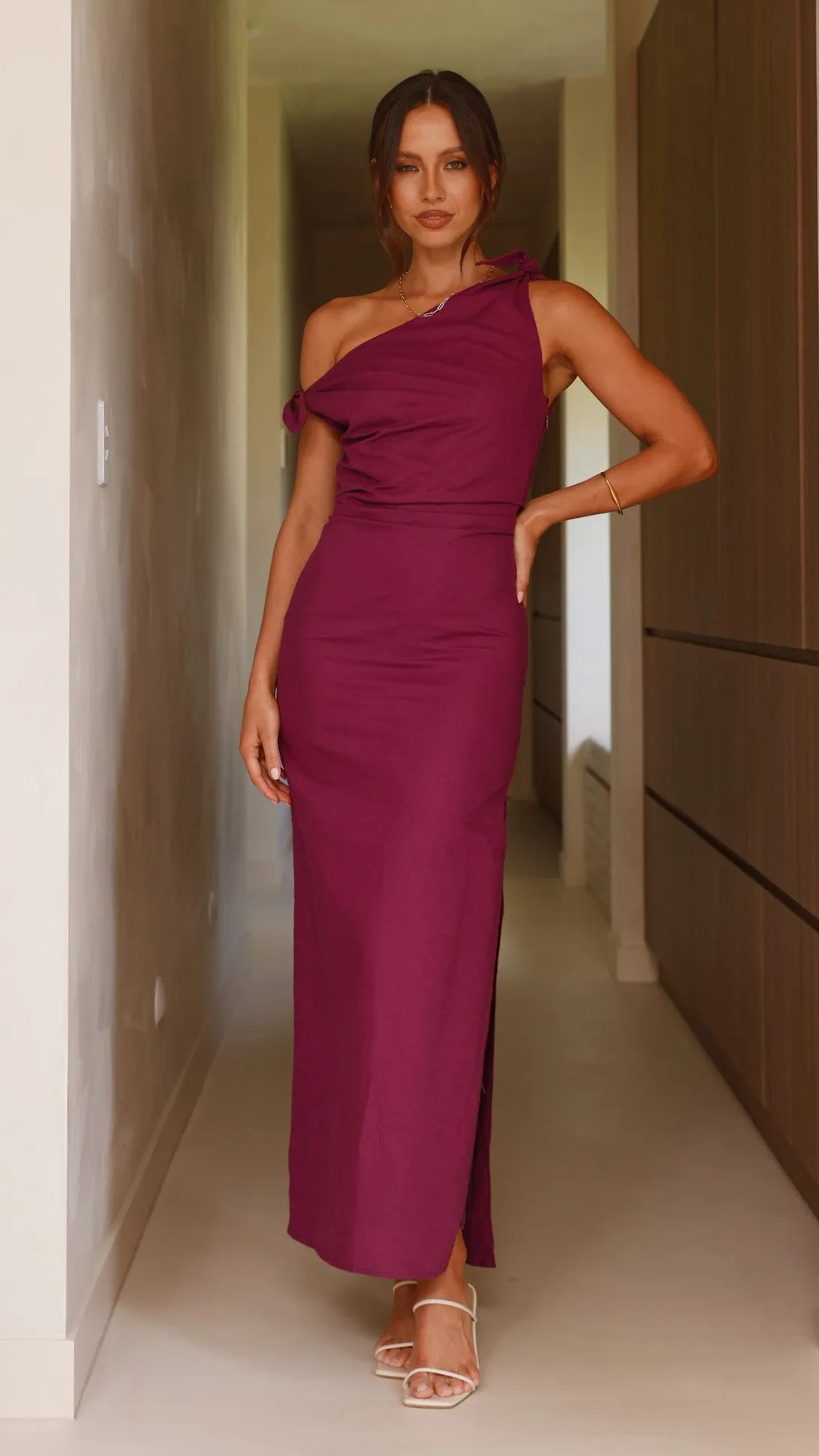 Simone Maxi Dress - Wine sold by Billy J