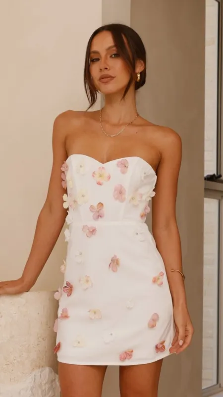 Capella Mini Dress - White Flower sold by Billy J