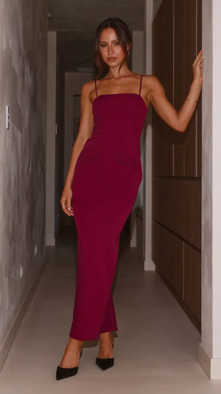 Carabella Maxi Dress - Wine sold by Billy J