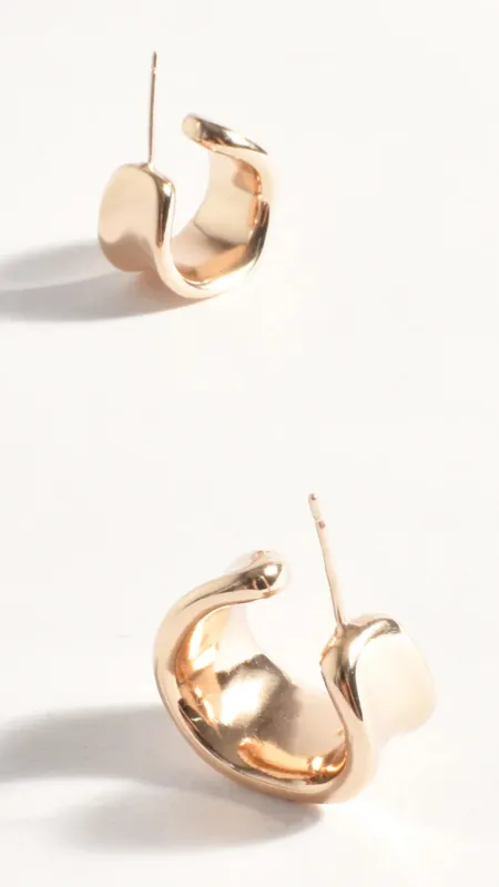 Rolled Edge Mini Wide Hoops - Gold sold by Billy J