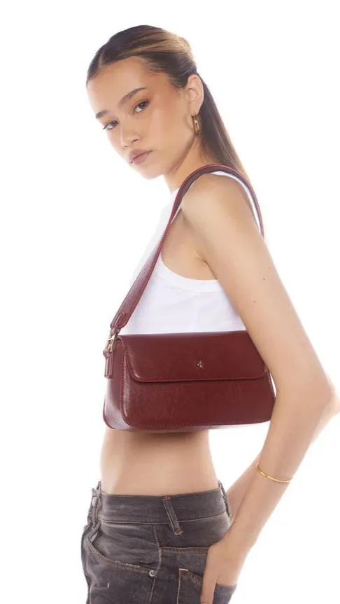 Jocelyn Shoulder Bag - Burgundy PU sold by Billy J