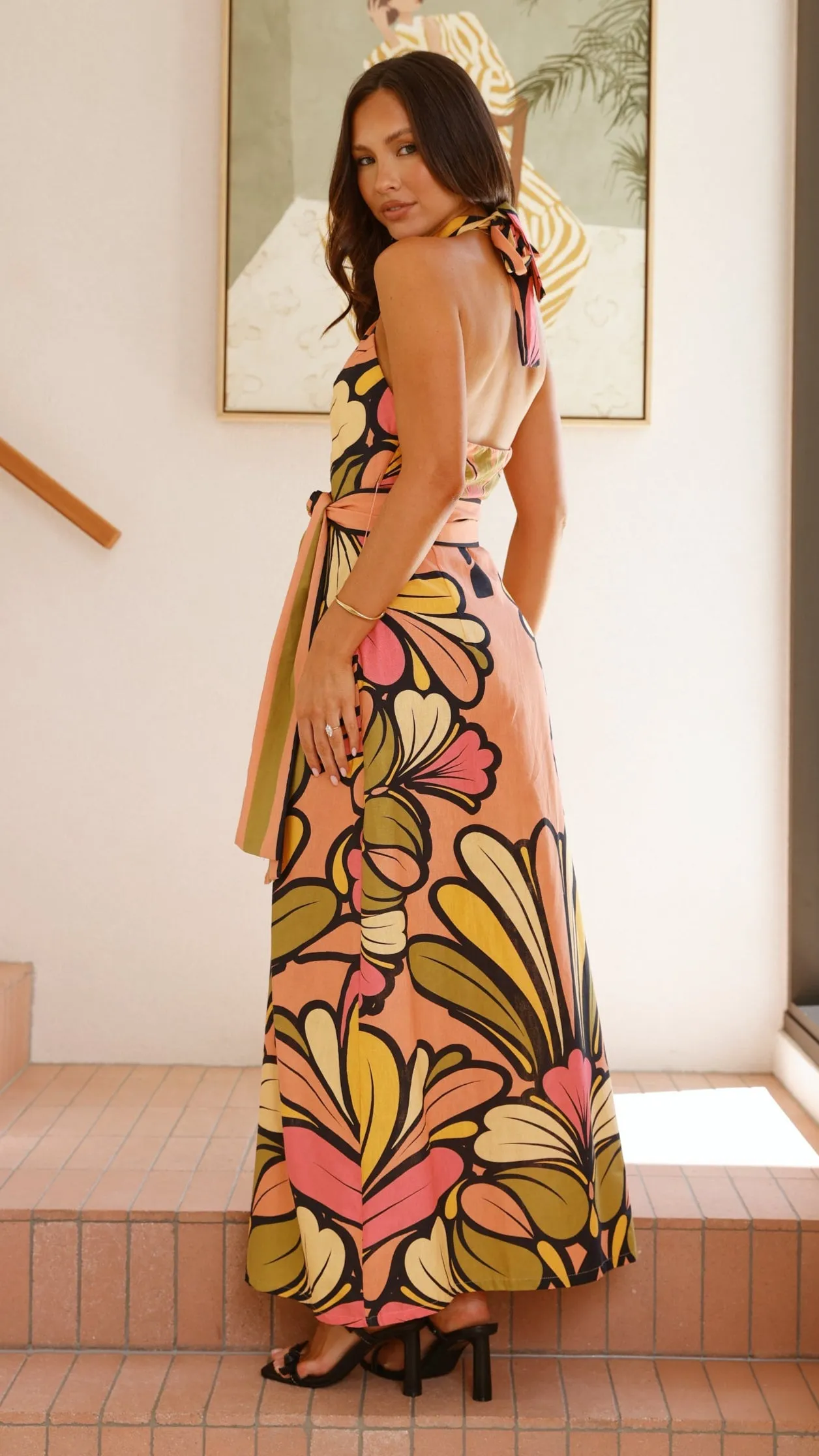 Portugal Twist Halter Maxi Dress - Melon sold by Billy J product image thumbnail 2