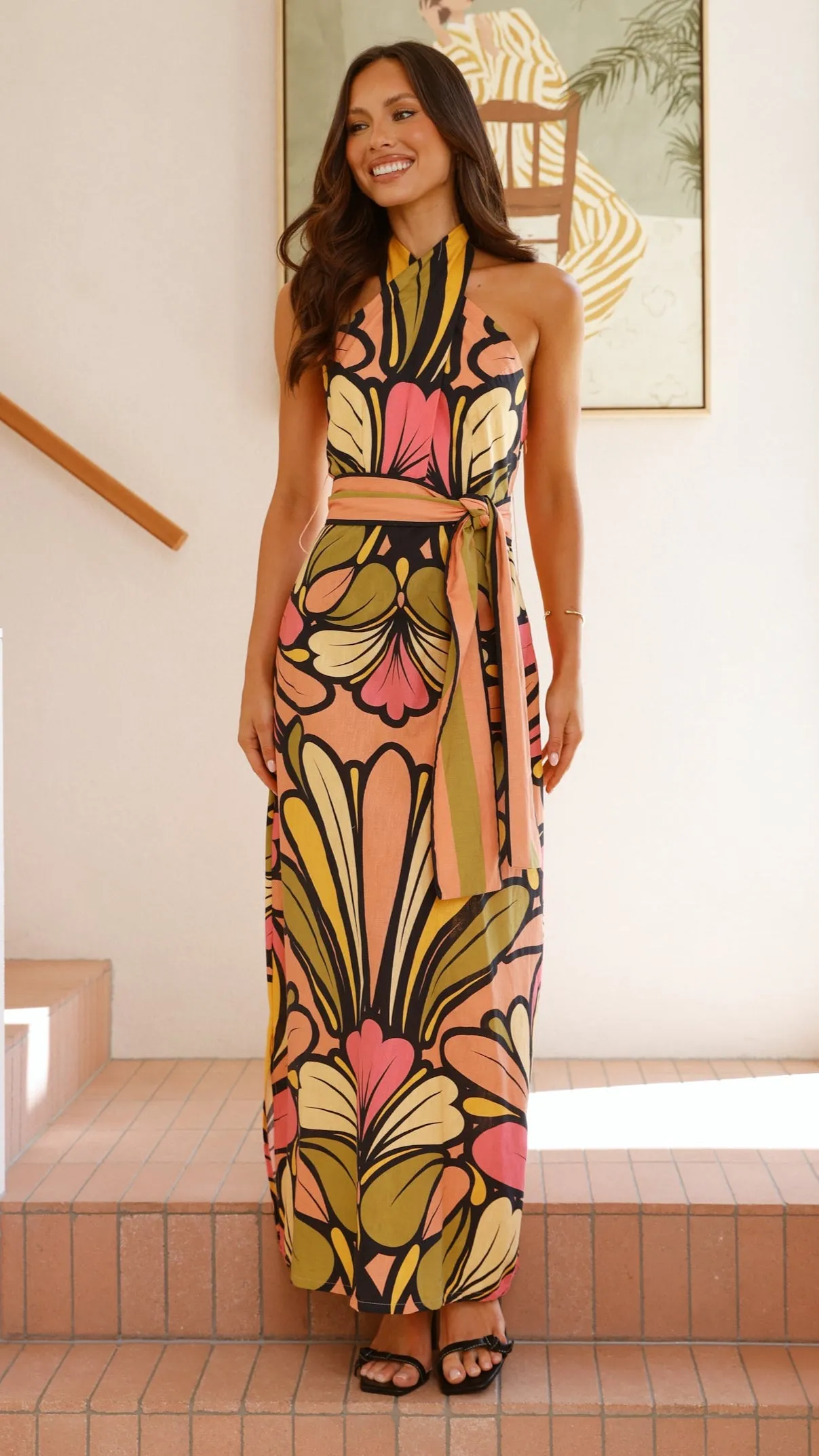 Portugal Twist Halter Maxi Dress - Melon sold by Billy J product image thumbnail 4