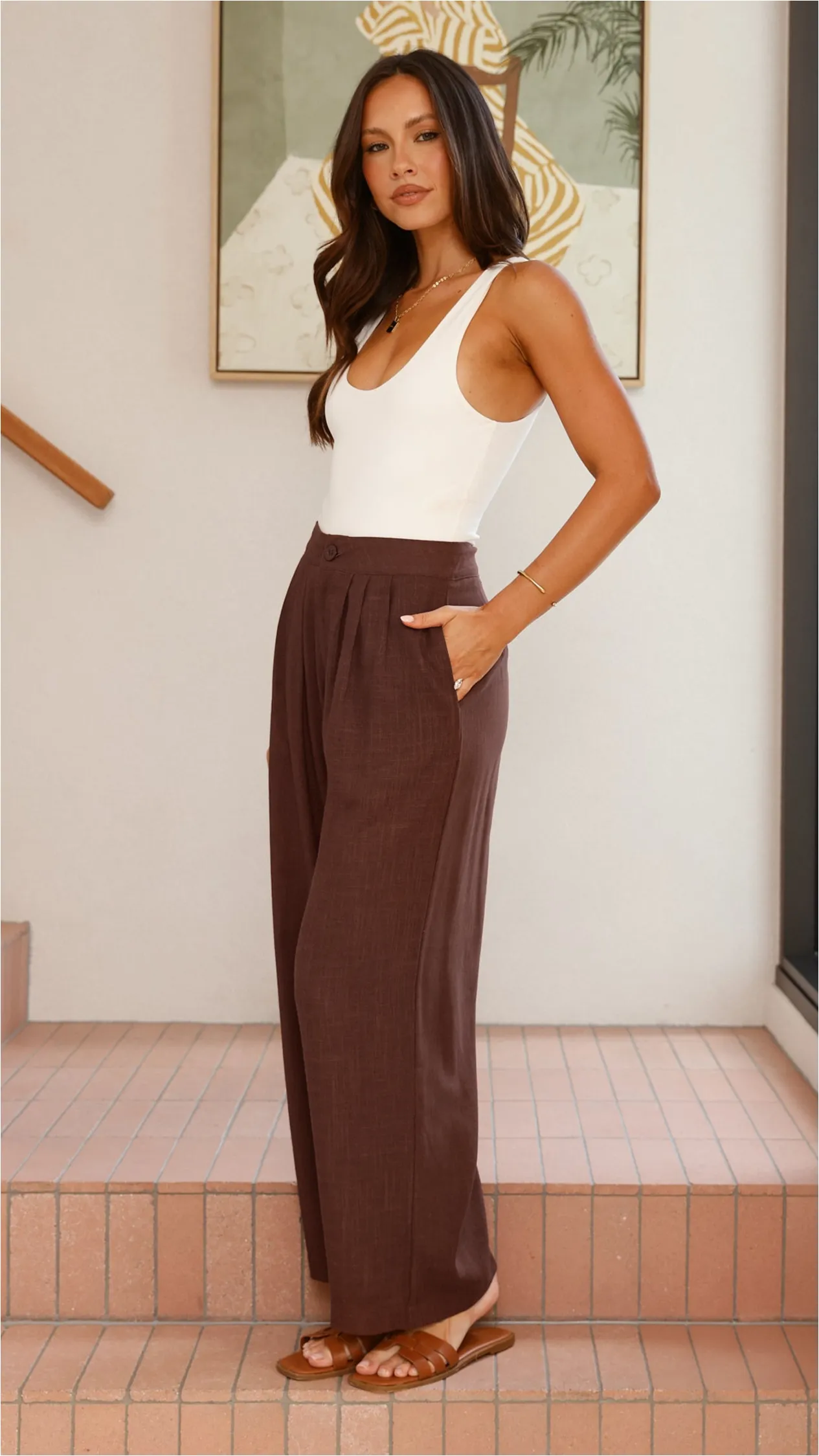 Lexi Linen Pants - Chocolate sold by Billy J product image thumbnail 3