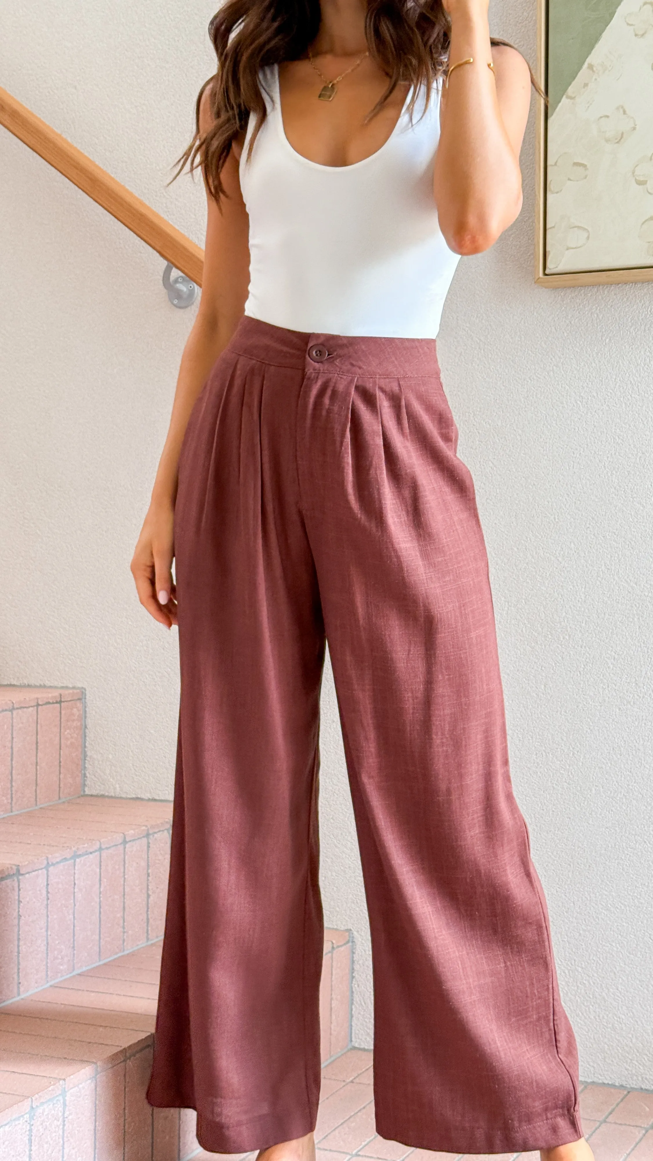 Lexi Linen Pants - Chocolate sold by Billy J product image thumbnail 4