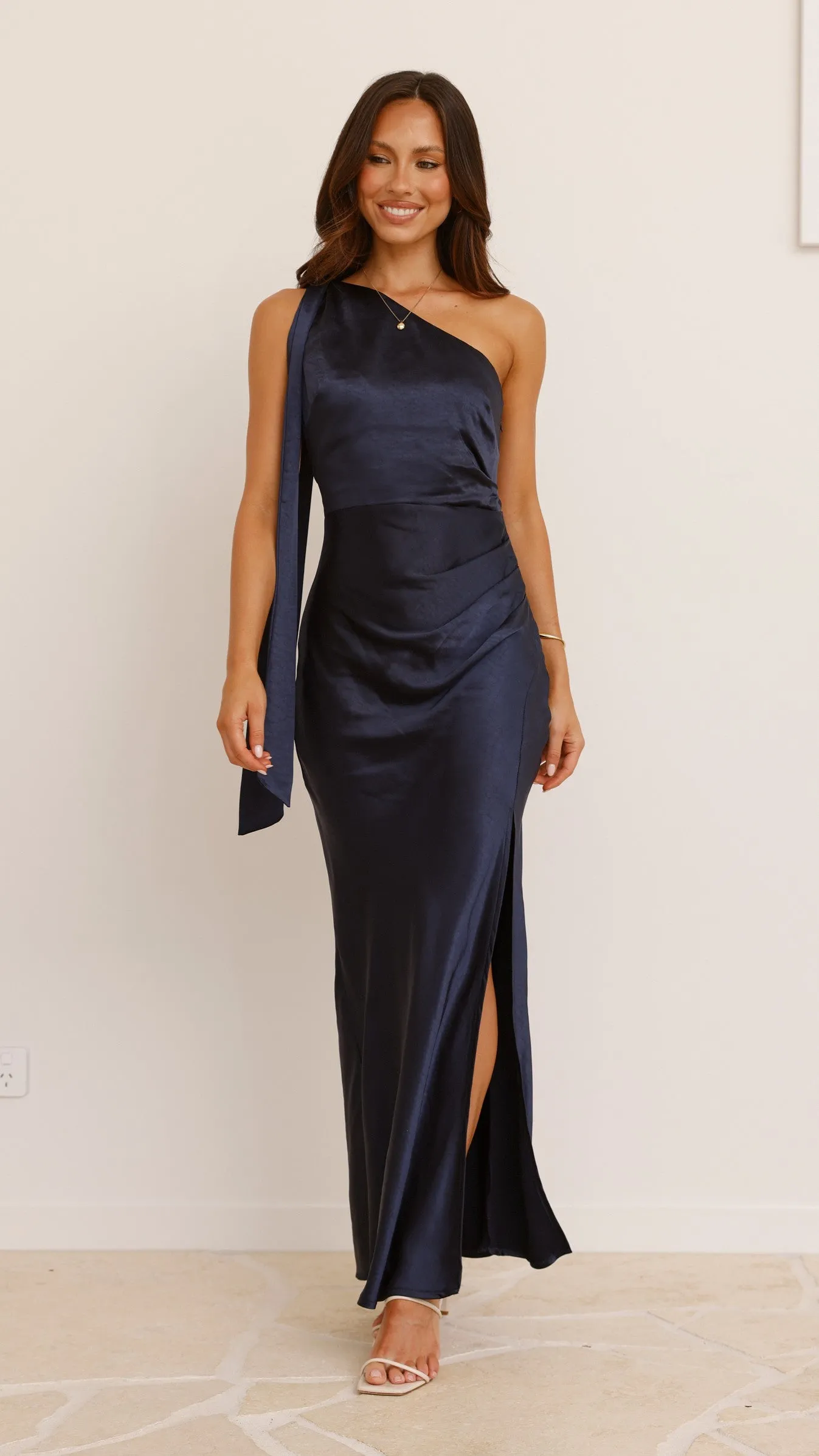 Halle One Shoulder Maxi Dress - Navy sold by Billy J