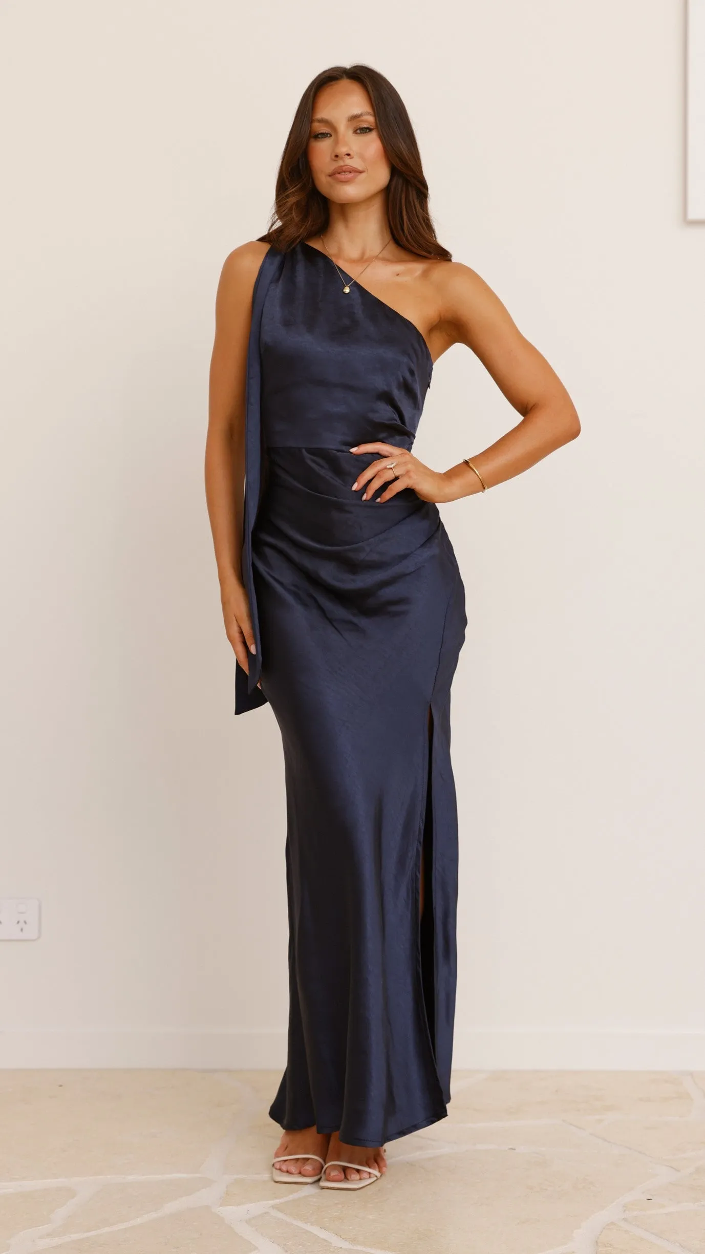 Halle One Shoulder Maxi Dress - Navy sold by Billy J product image thumbnail 4