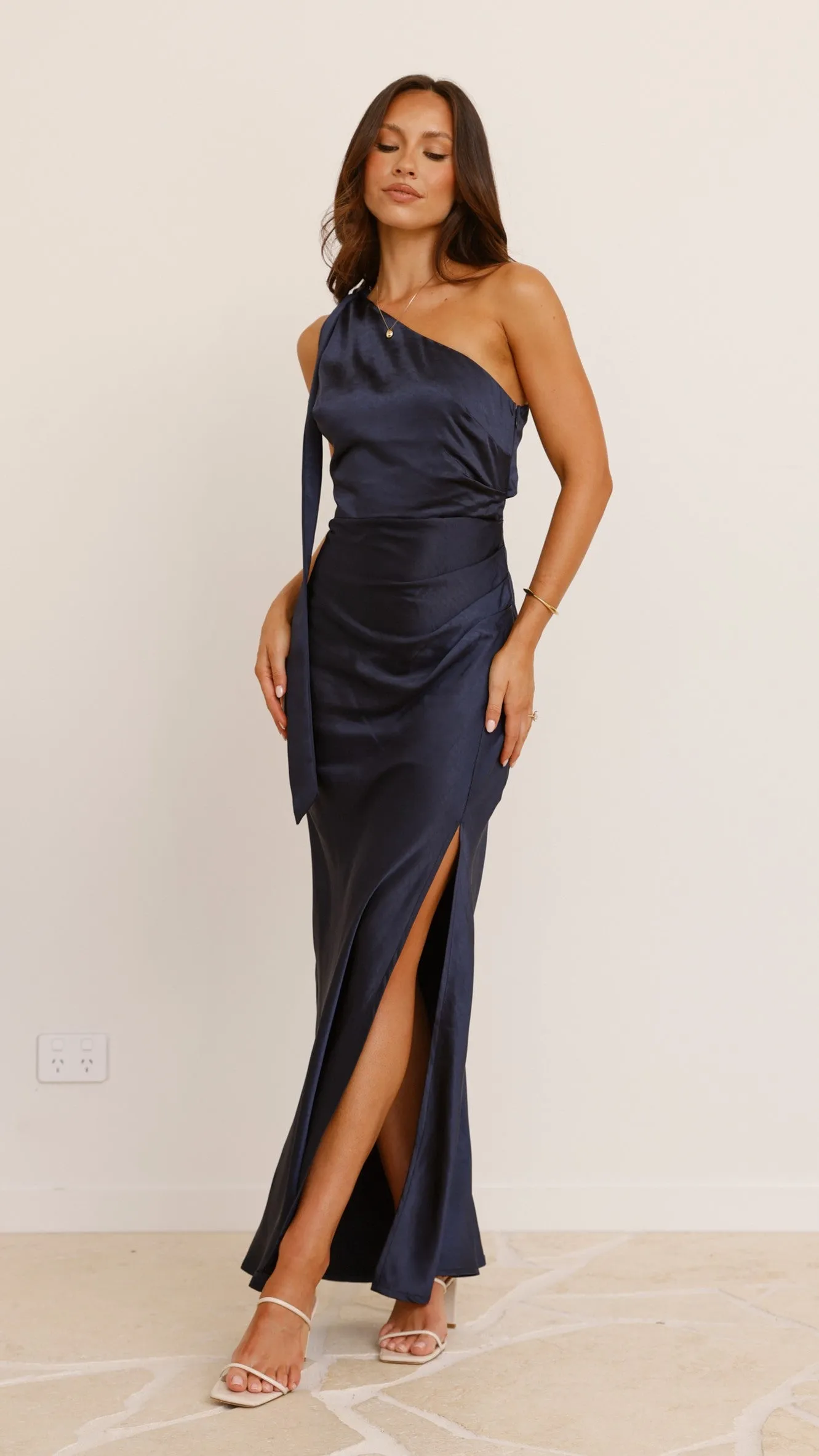 Halle One Shoulder Maxi Dress - Navy sold by Billy J product image thumbnail 5