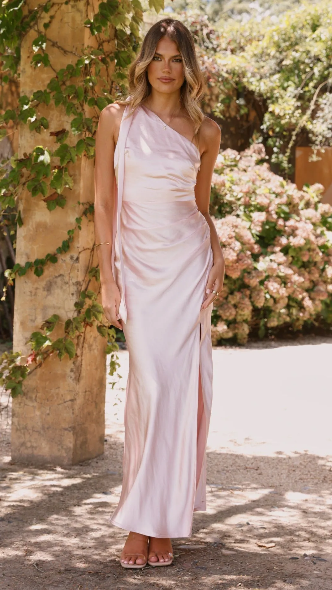 Halle One Shoulder Maxi Dress - Pink sold by Billy J