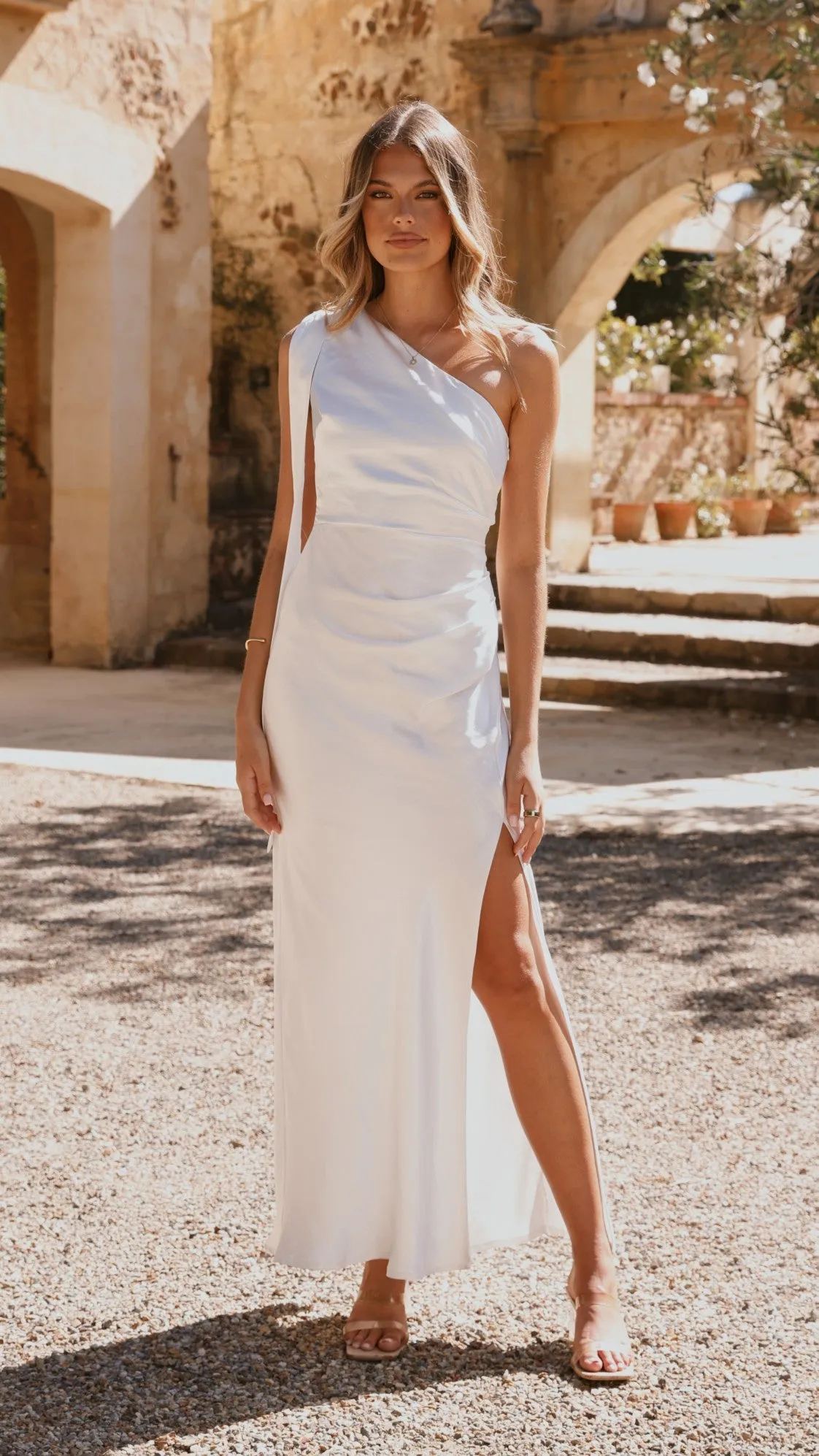 Halle One Shoulder Maxi Dress - Ivory sold by Billy J