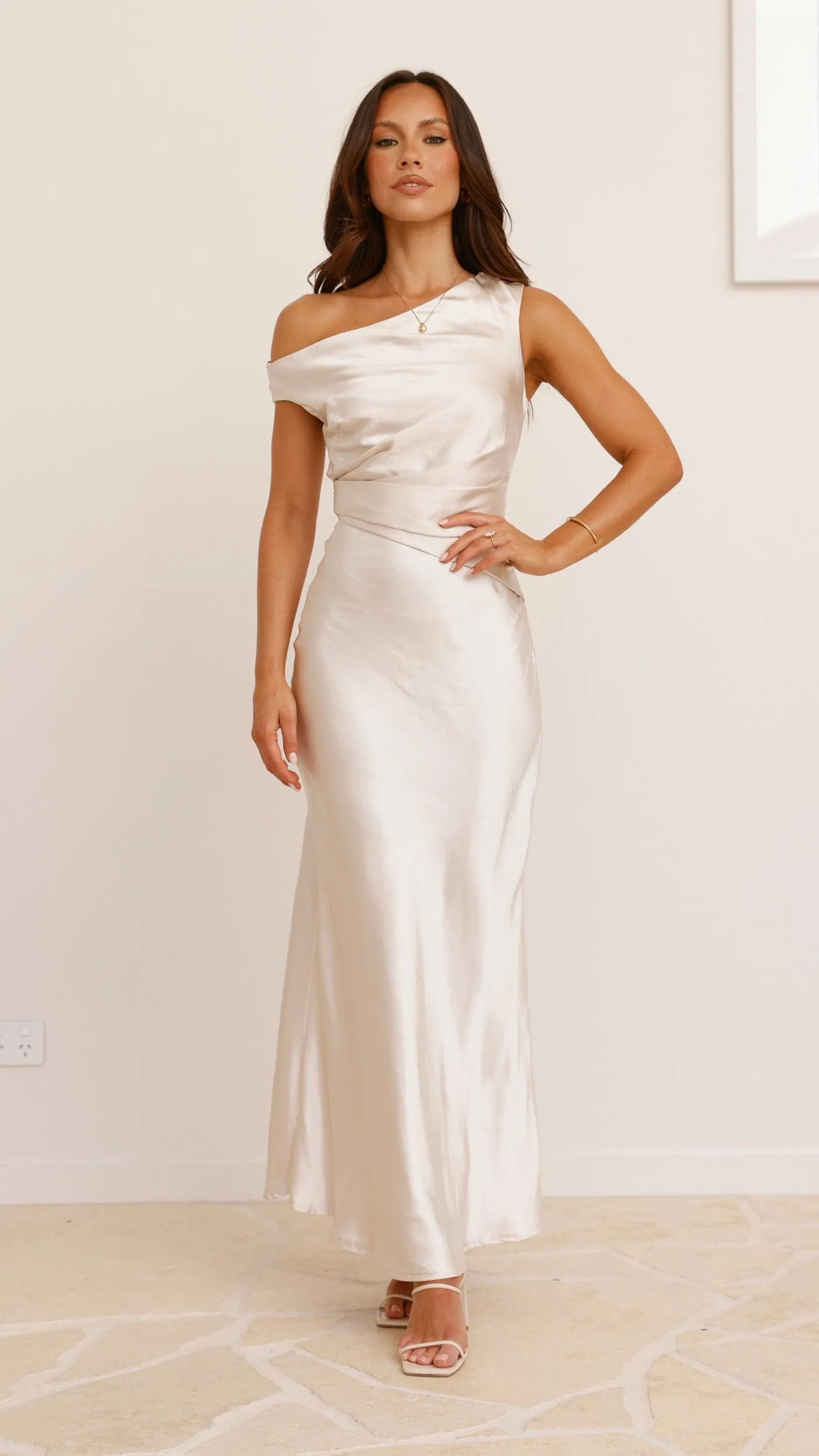 Auria Off Shoulder Maxi Dress - Champagne sold by Billy J product image thumbnail 5