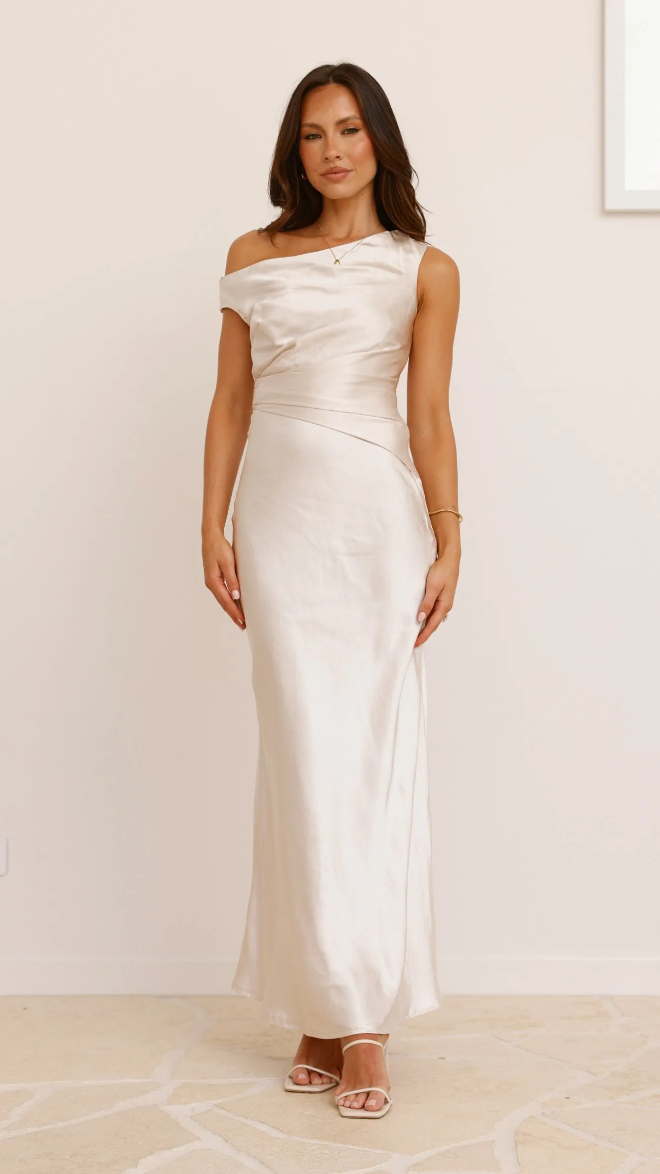 Auria Off Shoulder Maxi Dress - Champagne sold by Billy J