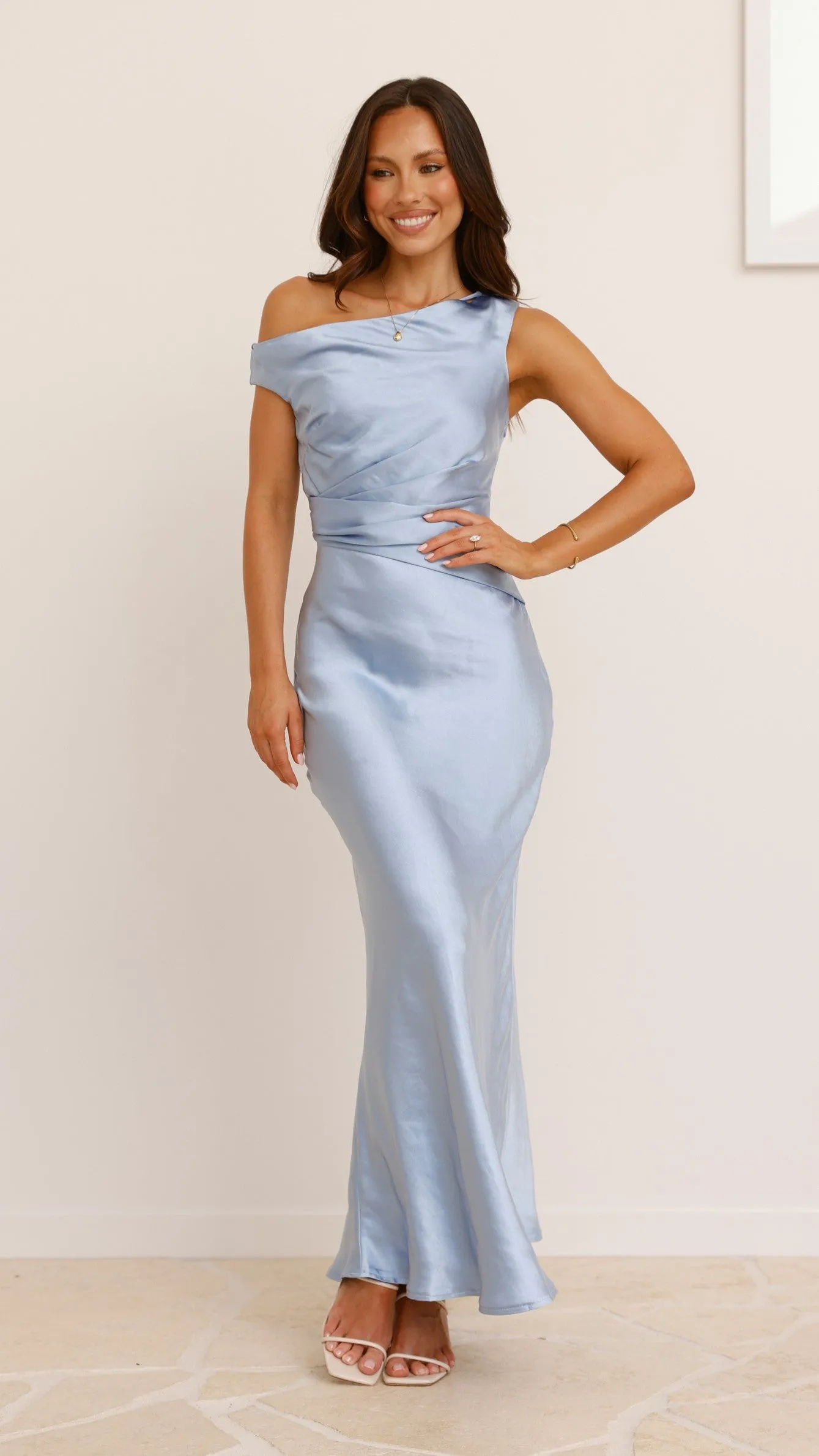 Auria Off Shoulder Maxi Dress - Blue sold by Billy J