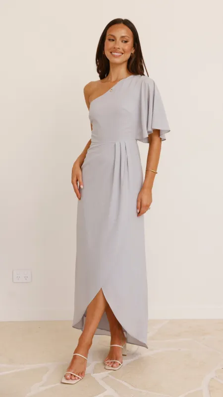 Emma One Sleeve Maxi Dress - Light Grey sold by Billy J
