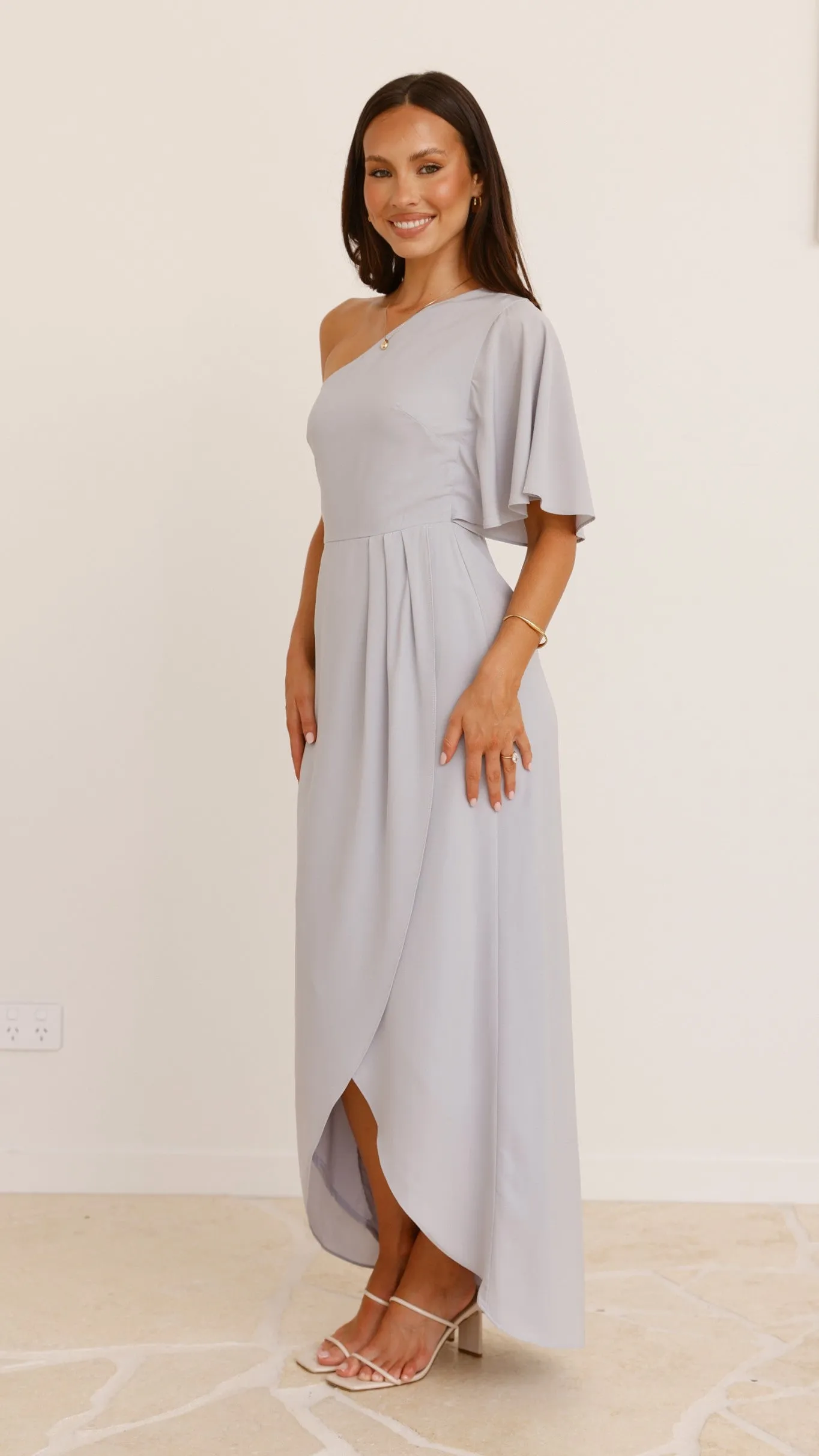 Emma One Sleeve Maxi Dress - Silver sold by Billy J product image thumbnail 3