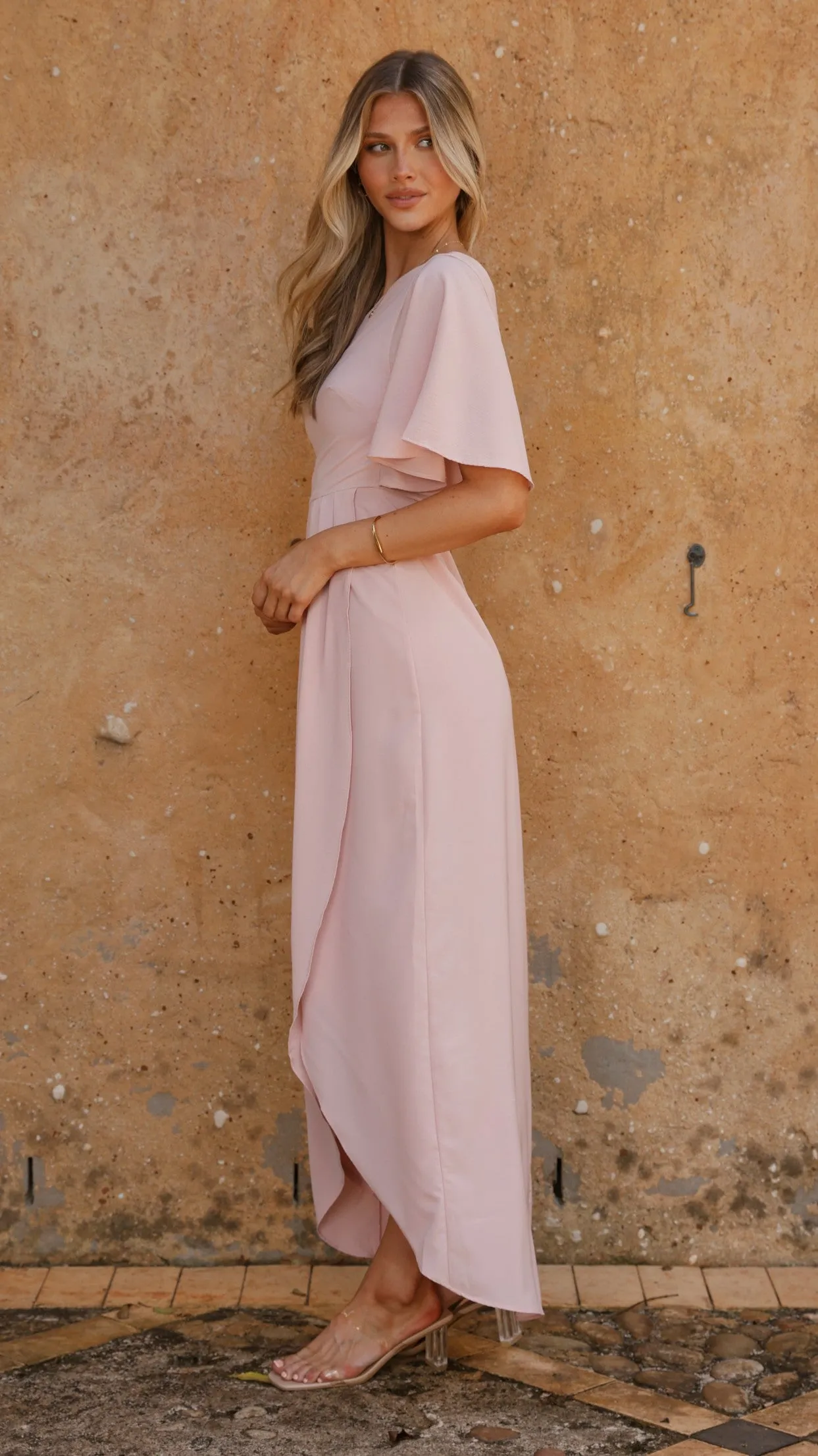 Emma One Sleeve Maxi Dress - Dusty Pink sold by Billy J product image thumbnail 4