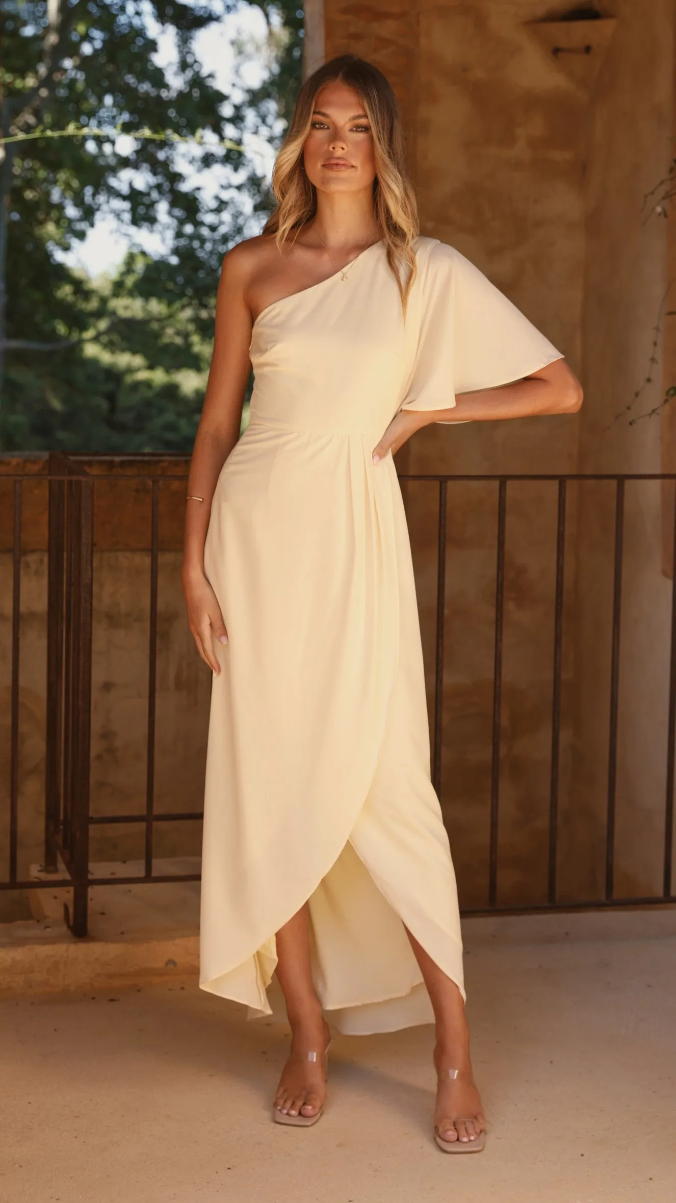 Emma One Sleeve Maxi Dress - Yellow sold by Billy J product image thumbnail 4