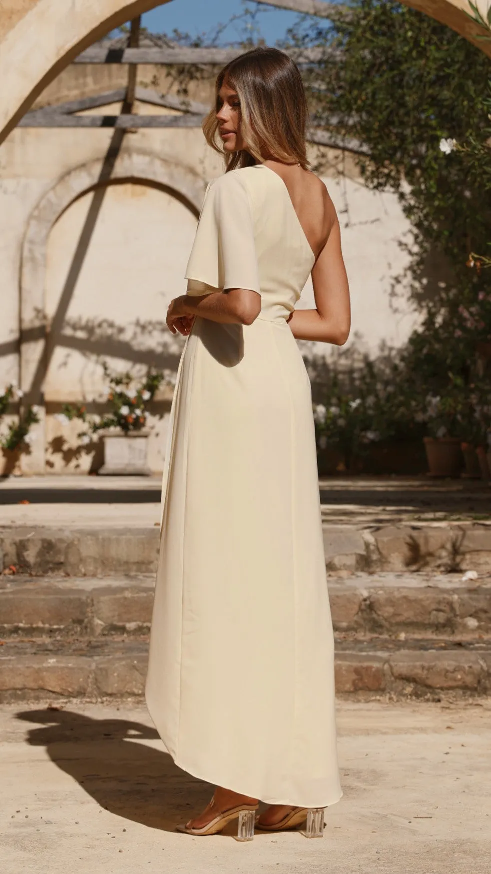 Emma One Sleeve Maxi Dress - Yellow sold by Billy J product image thumbnail 2